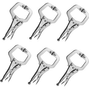 6 Inch C Clamp Locking, 6Pcs Heavy Duty Welding Clamps Pliers Set Vise Grip Clamps with Swivel Pad for Electrician Maintenance, Wood Working, Welding and Craftsmen Home Workshop