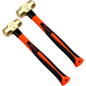 WEDO Brass Sledge Hammer With Fiberglass Handle, Non-Magnetic, Die-Forge, Corrosion Resistant, DIN Standard, 1lb, 300mm, 12"