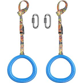 Dolibest Gymnastic Ring with Adjustable Strap (7.5-14.5ft), No-Slip Olympic Rings for Home Gym Workouts, Pull-up Ring Workout Bodyweight Fitness for Training
