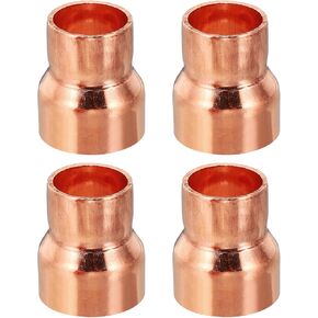 PATIKIL 1" to 3/4" ID Copper Reducer, 4pcs 99.9% Pure Copper Reducing Coupling Pressure Fitting Pipe Tube Connector Adapter with Sweat Solder Connection