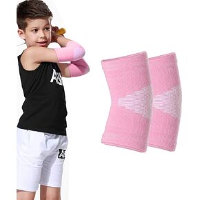 Luwint Kids Knit Elbow Brace Support Compression Arm Protection Sleeves for Volleyball Weightlifting Tennis Tendonitis, 1 Pair (Pink)