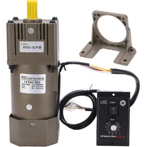 Electric Gear Motor, Walfront AC 220V 90W Single Phase Asynchronous Gear Motor High Deceleration Adjustable Speed 5K/10K/20K/50K/100K RPM Optional(50k)