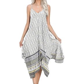 Chigant Women's 2025 Summer Dress Casual Boho Sundress Spaghetti Strap Swimwear Cover Up Beach Flowy Midi Vacation Dresses