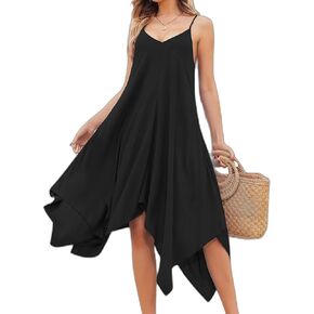 Chigant Women's 2026 Summer Dress Casual Boho Sundress Spaghetti Strap Swimwear Cover Up Beach Flowy Midi Vacation Dresses in Kuwait