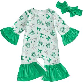 Twopumpkin Baby My First Christmas Outfit Girl Newborn Infant Gingerbread Jumpsuit Candy Cane Romper Christmas Dress Clothes