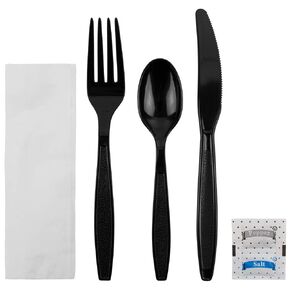 Karat U2204B PS Cutlery Kits Salt & Pepper - Black (Case of 250)