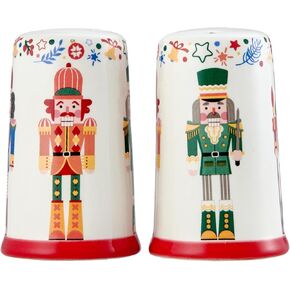 Bico Christmas Soldier Ceramic Salt & Pepper Shaker Set, for Kitchen or Decor, Dishwasher Safe