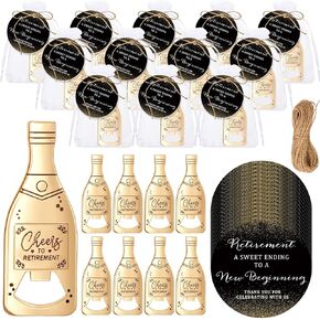 Maxcheck 25 Sets Retirement Party Favors Bottle Opener for Guest Vintage Cheers to Retirement Bottle Opener Thank You Cards and Organza Bags Party Souvenirs Retirement Countdown Gifts for Man