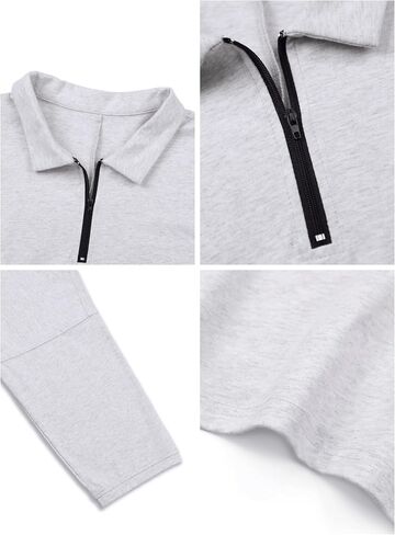 LovelyWholesale Women Cropped Oversized Sweatshirt Half Zip Pullover Collared Long Sleeve Crop Top in Saudi Arabia