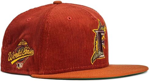 عصر جديد ميامي مارلينز 59Fifty Cooperstown 1997 World Series Side Patch Capted Corduroy Cap ، HAT in Saudi Arabia