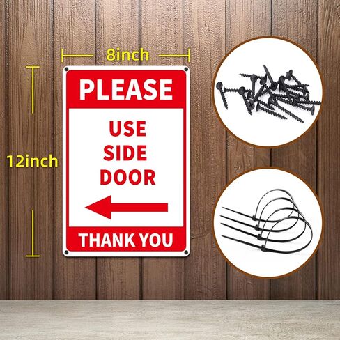 يرجى استخدام علامة الباب الجانبي الألومنيوم 12x8 بوصة السهم الأيسر مقاوم للماء للدخول إلى مكتب العمل في الهواء الطلق 2 حزمة in Kuwait