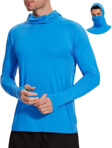 UUMIAER Men's Sun Protection Hoodie UPF 50+ Long Sleeve Sun Shirts with Mask Rash Guard Fishing Hiking Shirts in Saudi Arabia