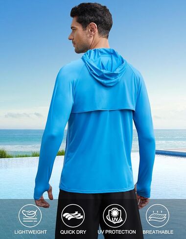 UUMIAER Men's Sun Protection Hoodie UPF 50+ Long Sleeve Sun Shirts with Mask Rash Guard Fishing Hiking Shirts in Saudi Arabia