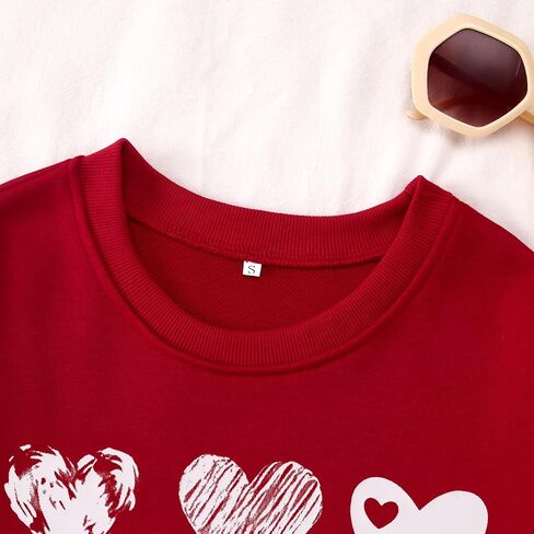 CM C&M WODRO Women Valentine's Day Sweatshirt Love Heart Graphic Shirts Long Sleeve Casual Crewneck Pullover Lightweight Tops in Kuwait