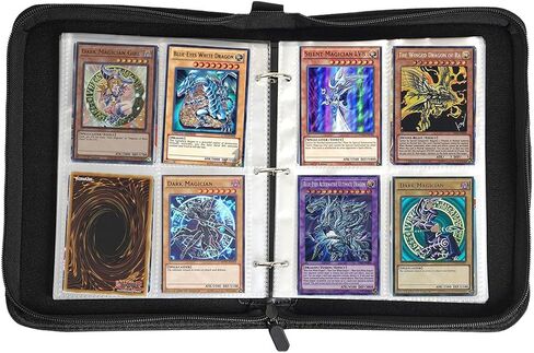 Leatherette 4 Pocket Trading Card Card Binder Binder Pages Pages Sleeves Protector for Trading Cards TCG Top Loading 3 Ring Zip Card Binder Album for Master Duel Trade Cards 400 in Kuwait