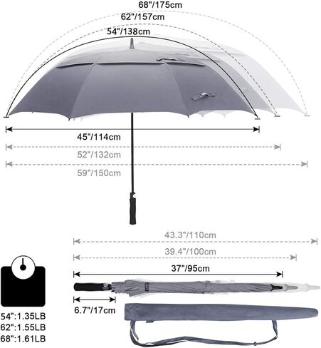 G4Free 54/62/68 Inch Extra Large Oversized Golf Umbrella Heavy Duty Big Long Umbrella Automatic Open Windproof Waterproof Stick Rain Umbrellas for Men Women in Saudi Arabia