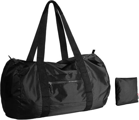pack all Lightweight Travel Duffel Bag, Water-Resistant Sports Gym Bag, 32L Foldable Weekender Bag for Fitness, Hiking and Camping (Black) in Kuwait