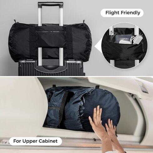 pack all Lightweight Travel Duffel Bag, Water-Resistant Sports Gym Bag, 32L Foldable Weekender Bag for Fitness, Hiking and Camping (Black) in Kuwait
