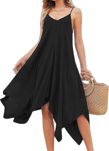 Chigant Women's 2026 Summer Dress Casual Boho Sundress Spaghetti Strap Swimwear Cover Up Beach Flowy Midi Vacation Dresses in Kuwait