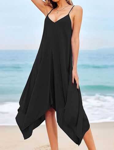 Chigant Women's 2026 Summer Dress Casual Boho Sundress Spaghetti Strap Swimwear Cover Up Beach Flowy Midi Vacation Dresses in Kuwait