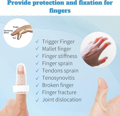 10 Pcs Trigger Finger Splint Waterproof Set, Oval Finger Splints &10 Latex Finger Cots, for Broken Fingers Straightening Arthritis Knuckle Mallet Fingers, Suitable for thumb, Index, in Saudi Arabia