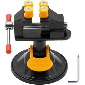Universal Mini Table Bench Screw Clamp Engraving Table Vice 360 Rotatable Adjustable Table Vise Suction Cup Base for Jewelry Watch Walnut