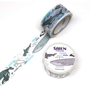 Kamiiso Saien Washi Masking Tape (20mm) - Marine Note - for Scrapbooking Art Craft DIY Photo Album Decoration