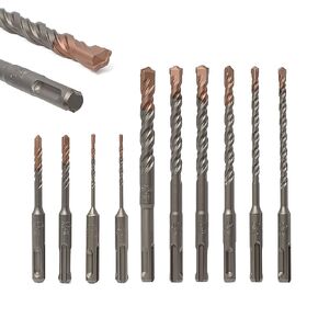 10Pcs Rotary Hammer Drill Bits Set, SDS Plus Shank Carbide-Tipped Drill Bits, Double Thread Copper Plating Bit Drill Bits, Tools for Concrete Brick Stone & Other Masonry Construction Materials