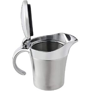 Gravy boat Stainless Steel Insulated Jug with Hinged Lid Ideal for Gravy or Cream at Thanksgiving, Stainless Steel Gravy Boat Sauce (450ML) (silver)