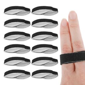 12 Pack Tape Finger Buddy Straps Hook and Loop Finger Straps Pinky Finger Splint Hand Supports Elastic Braces Bands Wrap for Injured Support Knuckle Stabilizer (Black)