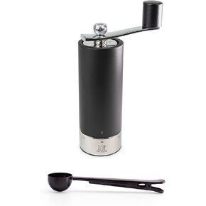 Peugeot Isen u'Select Salt & Pepper Mill Gift Set, 18cm-7in, Black - With Stainless Steel Spice Scoop & Clip (Salt Mill)