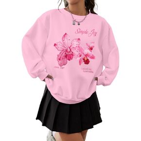 Milumia Women's Flower Print Long Sleeve Crewneck Sweatshirts Oversized Pullovers in Saudi Arabia