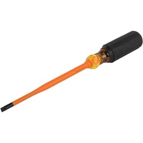 Klein Tools 6926INS Insulated Screwdriver, 1000V Slim Profile Tip, 1/4-Inch Cabinet Screwdriver with 6-Inch Shank, Cushion-Grip Handle