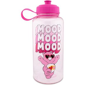 Silver Buffalo Care Bears Love-A-Lot Bear Mood Plastic Water Bottle With Spill-Resistant Sports Cap Lid | Holds 34 Ounces