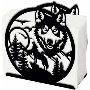 SUPERDANT Wolves of The Forest Napkin Holder for Tables Wolves and Forests Black Iron Napkin Holder Animal Theme Napkin Holders Setting Sun Forest Napkin Stand Practical Decoration for Kitchen