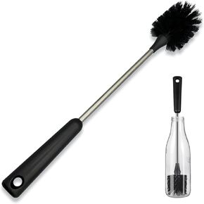 Bottle Brush,15 Inches Long Handle Bottle Brush Cleaner,Kitchen Scrub Cleaning Brushes for Cup, Wine Glasses, Coffee Mugs, Tumblers, Wine Decanters (Gray)