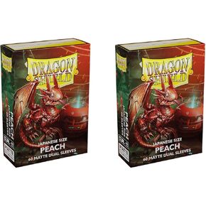 Dragon Shield Bundle: 2 Packs of 60 Count Japanese Size Mini Dual Matte Card Sleeves - Matte Peach