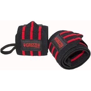 Grizzly Fitness 3" Premium Weight Lifting Wrist Wraps for Men and Women | Sold in Pairs | One-Size | Used by Pros to provide Wrist support | 3" Wide x 20" Long|Thick, Elastic Cotton with Thumb Loop | Velco closure