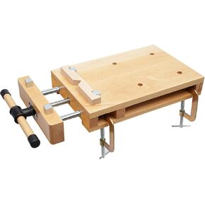 Woodworking Bench Vise - Hard Wood Vise for Workbench with 4 Bench Dogs and 2 Clips, Wood Bench Vises Kit Workbench Top Whittling Vise Woodworking Tools Work Benches for Garage Studios