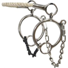 Showman Rope Nose Combo Hackamore Hack Gag Twisted Wire Dog Bone Bit 5 1/2" Mouth 4" Cheeks