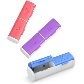 Pill Organizer 2 Times a Day, (3 Pack) Small Pill Box, Am Pm Daily Pill Organizer, Moisture Proof Travel Pill Case for Pocket Purse, Portable Medicine Box to Hold Vitamin, Fish Oil, Supplement