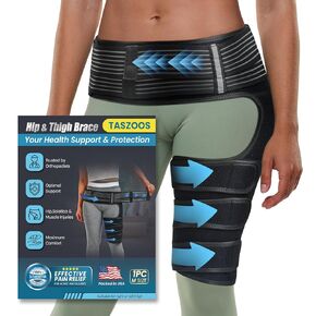 Hip Brace for Sciatica Pain Relief - Adjustable Hamstring & Thigh Compression Wrap for Women & Men, Hip Brace for Sciatic Nerve, Hip Flexor Strain, Groin Injury, Pulled Thigh (M Size, Left/Right Leg)