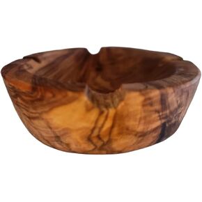 Handcrafted Olive Wood Ashtray from Tunisia, Unique Grain Patterns, 100% Natural