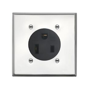 Nema 6-50 Receptacle with Square Wall Plate, 50 Amp 250 Volt Outlet, Flush Mounting Receptacle for EV, Plasma Cutter and Welder Outlet, 2-Pole 3-Wire, Nema 6-50r Outlet with Plate