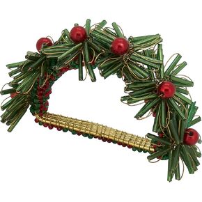 Beaded Flowers Design Napkin Rings (Set of 4)