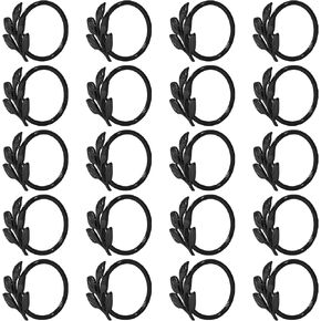 Uenhoy Leaf Napkin Rings Set of 20 Black Napkin Holders, Serviette Rings for Dinning Table Party Gatherings, Tabletop Decorations