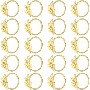 Uenhoy Leaf Napkin Rings Set of 20 Gold Napkin Holders, Serviette Rings for Dinning Table Party Gatherings, Tabletop Decorations