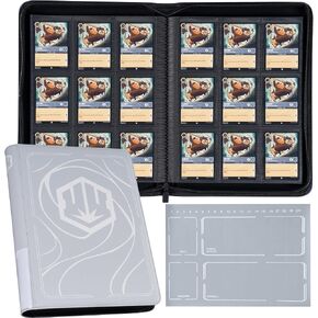 Binder for Lorcana Cards, Premium 9 Pocket Trading Card Album with 500 Pockets & Playmat Compatible with Lorcana Cards, Tokens and Rules sheet - Classic Silver Gray