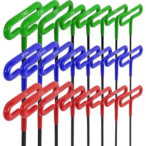 ABN LONG T HALLE THELLE ALLEN مجموعة متري ومعايير 24pc-SAE 3/32-1/4 بوصة ، قياس 2.5-6 مم ، TORX T9-T40 in Kuwait