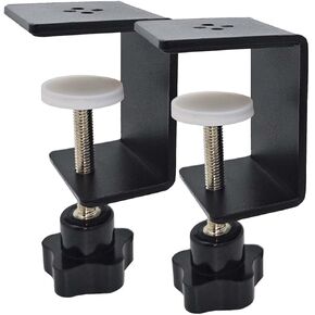C Clamps Heavy Duty, Black Desk Clamp 2 Pack, Small C Clamps Waterproof and Rustproof, Metal Clamps for Panel Clamps Woodworking, Adjustable Clamp On Desk Shelf for Desk Extension